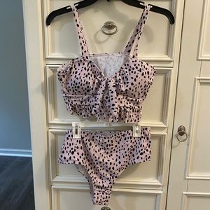 Two piece swim suit - polka dot tankini.